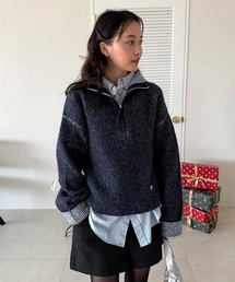 MUHET | two-tone half-zip knit pullover / 配色ハーフジップニット(ニット/セーター)