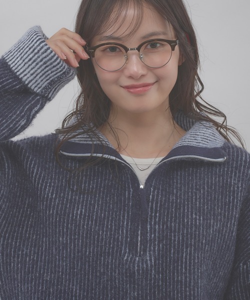 MUHET(ミュエータ)の「two-tone half-zip knit pullover / 配色ハーフジップニット(ニット/セーター・レディース・ベージュ/ネイビー/チャコールグレー・FREE)」の9枚目の写真