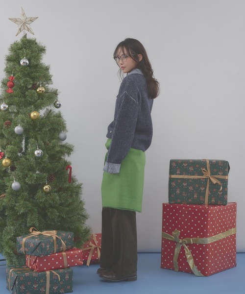 MUHET(ミュエータ)の「two-tone half-zip knit pullover / 配色ハーフジップニット(ニット/セーター・レディース・ベージュ/ネイビー/チャコールグレー・FREE)」の16枚目の写真