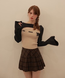 *M DOLLY original* bicolor ribbon luna knit tops/バイカラーリボンルナニットトップス