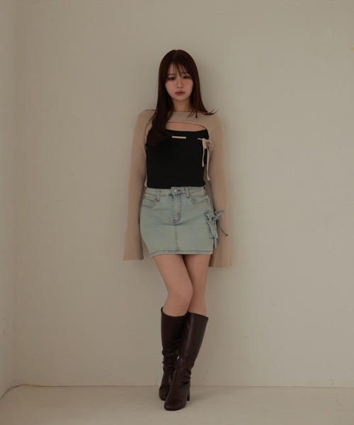 M DOLLY(エムドリー)の「*M DOLLY original* bicolor ribbon luna knit tops/バイカラーリボンルナニットトップス(ニット/セーター・レディース・ベージュ/ブラック・FREE)」の13枚目の写真