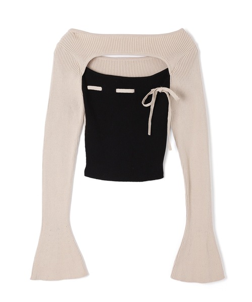 M DOLLY(エムドリー)の「*M DOLLY original* bicolor ribbon luna knit tops/バイカラーリボンルナニットトップス(ニット/セーター・レディース・ベージュ/ブラック・FREE)」の15枚目の写真