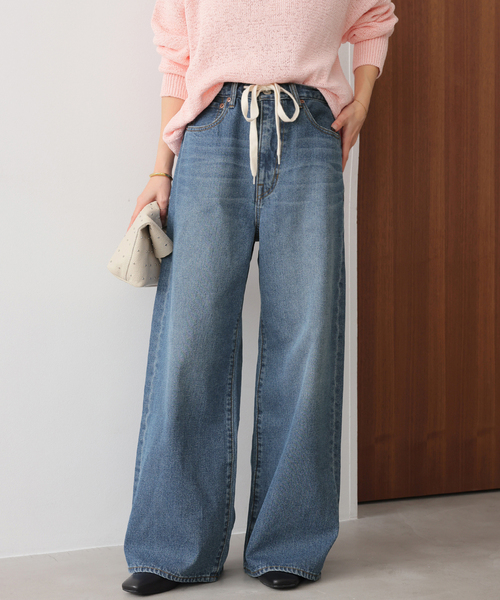 JOURNAL STANDARD relume（ジャーナルスタンダード　レリューム）の「ドローストリングワイドデニム（デニムパンツ・レディース・アイボリー/ブルー系その他・38/36）」の2枚目の写真