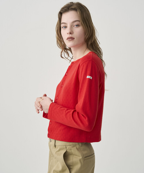 ORCIVAL（オーシバル）の「ORCIVAL | パターンメッシュ コットン クルーネックカーディガン WOMEN（カーディガン/ボレロ・レディース・オフホワイト/ブラック/レッド・2/1）」の8枚目の写真