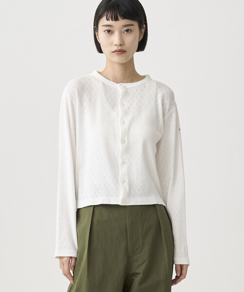 ORCIVAL（オーシバル）の「ORCIVAL | パターンメッシュ コットン クルーネックカーディガン WOMEN（カーディガン/ボレロ・レディース・オフホワイト/ブラック/レッド・2/1）」の14枚目の写真