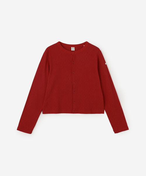 ORCIVAL（オーシバル）の「ORCIVAL | パターンメッシュ コットン クルーネックカーディガン WOMEN（カーディガン/ボレロ・レディース・オフホワイト/ブラック/レッド・2/1）」の4枚目の写真