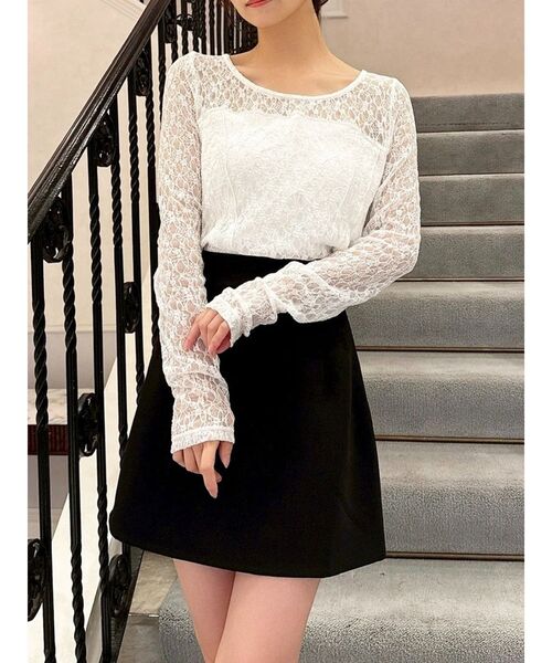 RESEXXY(リゼクシー)の「カップインレーストップス(Tシャツ/カットソー・レディース・ホワイト/ブラック・FREE)」の2枚目の写真