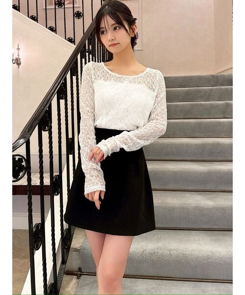 RESEXXY(リゼクシー)の「カップインレーストップス(Tシャツ/カットソー・レディース・ホワイト/ブラック・FREE)」の3枚目の写真