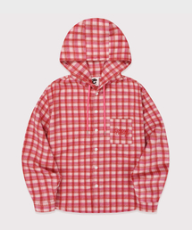 CONCEPTCOLLEGE（コンセプトカレッジ）の「ベーシックロゴフランネルチェックフードシャツ_ピンク[男女共用]（シャツ/ブラウス）」