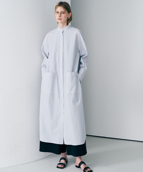 uncrave(アンクレイヴ)の「コットンクロスストライプ シャツワンピース(シャツワンピース・レディース・ネイビー系5/サックスブルー系5・1)」の16枚目の写真