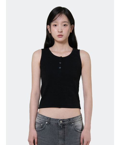 OAFISH(オアフィッシュ)の「OAF HENLEYNECK SLEEVELESS, BLACK(Tシャツ/カットソー・レディース・その他・ONE SIZE)」の1枚目の写真