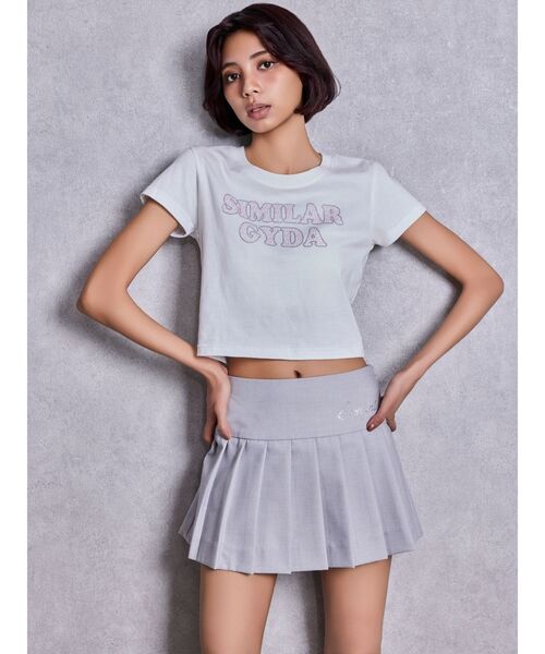 GYDA(ジェイダ)の「SIMILAR GYDAショートTシャツ(Tシャツ/カットソー・レディース・オフホワイト/ブラック・FREE)」の7枚目の写真