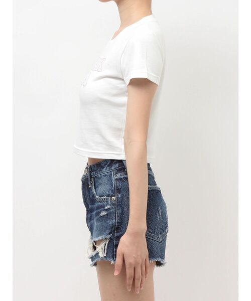 GYDA(ジェイダ)の「SIMILAR GYDAショートTシャツ(Tシャツ/カットソー・レディース・オフホワイト/ブラック・FREE)」の13枚目の写真