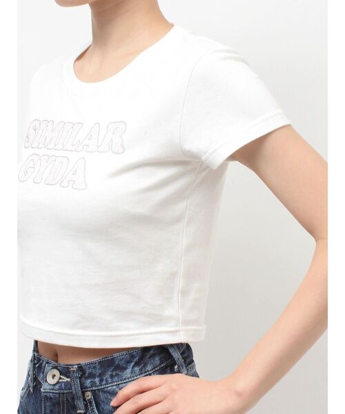 GYDA(ジェイダ)の「SIMILAR GYDAショートTシャツ(Tシャツ/カットソー・レディース・オフホワイト/ブラック・FREE)」の16枚目の写真