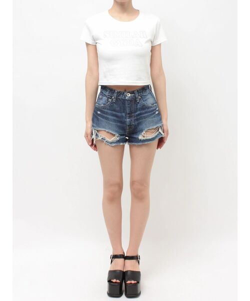 GYDA(ジェイダ)の「SIMILAR GYDAショートTシャツ(Tシャツ/カットソー・レディース・オフホワイト/ブラック・FREE)」の19枚目の写真