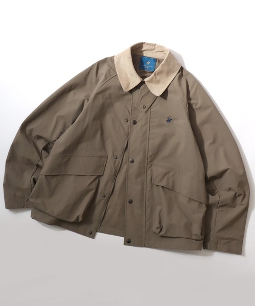BEVERLY HILLS POLO CLUB(ビバリーヒルズポロクラブ)の「BEVERLY HILLS POLO CLUB/ビバリーヒルズポロクラブ Hunting Jacket/オーバーサイズ ナイロン 襟コーデュロイ ショート丈 ハンティングジャケット/ブルゾン/レディース メンズ(ブルゾン・レディース・サックスブルー/ブラック/グリーン/オリーブ・L/LL/M)」の3枚目の写真