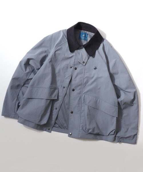 BEVERLY HILLS POLO CLUB(ビバリーヒルズポロクラブ)の「BEVERLY HILLS POLO CLUB/ビバリーヒルズポロクラブ Hunting Jacket/オーバーサイズ ナイロン 襟コーデュロイ ショート丈 ハンティングジャケット/ブルゾン/レディース メンズ(ブルゾン・レディース・サックスブルー/ブラック/グリーン/オリーブ・L/LL/M)」の1枚目の写真
