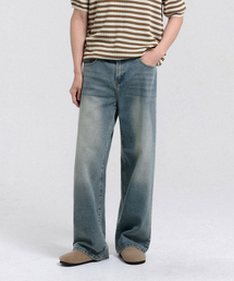 CREEDMENS（クリードマンズ）の「ヴィンテージキャットウォッシュワイドデニムパンツ (ブルー)（デニムパンツ）」