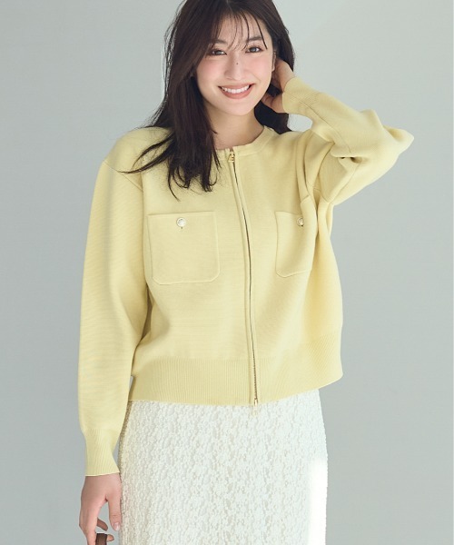 ROPE' PICNIC（ロペピクニック）の「ミラノリブダブルジップニットカーディガン（カーディガン/ボレロ・レディース・ブラック/クリーム/オフホワイト/ダークブラウン・FREE）」の4枚目の写真