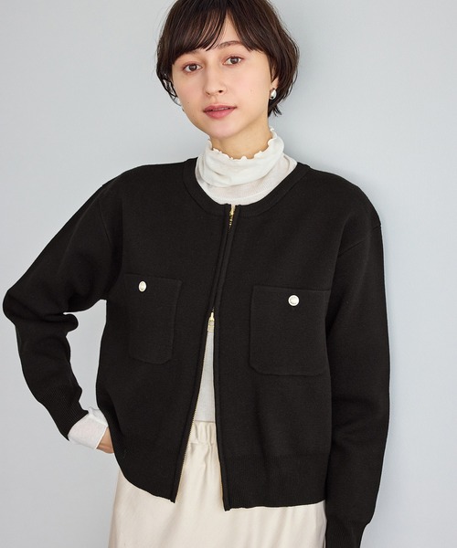 ROPE' PICNIC（ロペピクニック）の「ミラノリブダブルジップニットカーディガン（カーディガン/ボレロ・レディース・ブラック/クリーム/オフホワイト/ダークブラウン・FREE）」の20枚目の写真