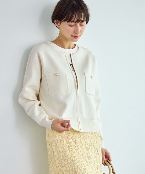 ROPE' PICNIC(ロペピクニック)の「ミラノリブダブルジップニットカーディガン(カーディガン/ボレロ・レディース・ブラック/クリーム/オフホワイト/ダークブラウン・FREE)」の21枚目の写真
