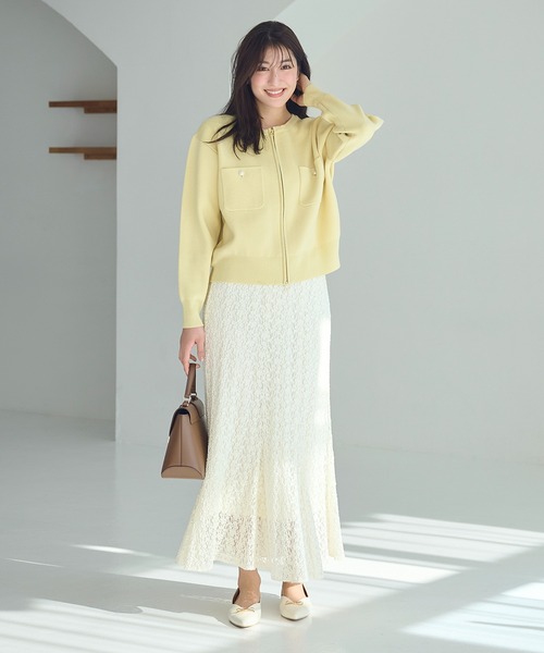 ROPE' PICNIC（ロペピクニック）の「ミラノリブダブルジップニットカーディガン（カーディガン/ボレロ・レディース・ブラック/クリーム/オフホワイト/ダークブラウン・FREE）」の5枚目の写真