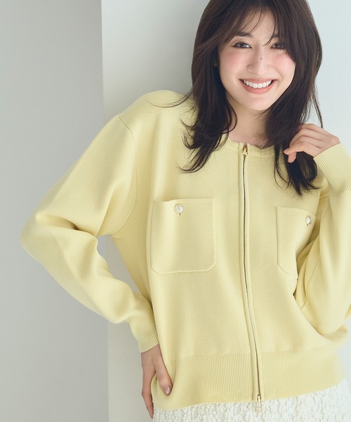 ROPE' PICNIC（ロペピクニック）の「ミラノリブダブルジップニットカーディガン（カーディガン/ボレロ・レディース・ブラック/クリーム/オフホワイト/ダークブラウン・FREE）」の7枚目の写真