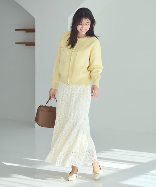 ROPE' PICNIC（ロペピクニック）の「ミラノリブダブルジップニットカーディガン（カーディガン/ボレロ・レディース・ブラック/クリーム/オフホワイト/ダークブラウン・FREE）」の8枚目の写真