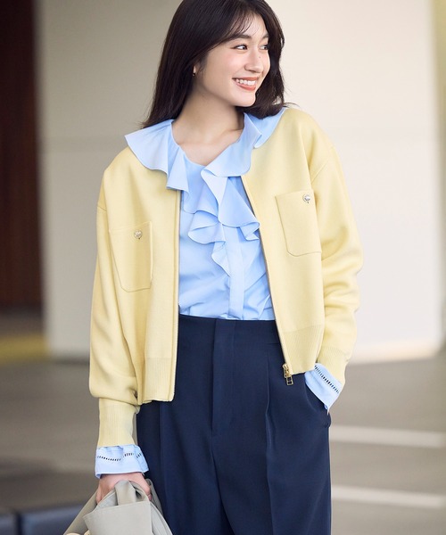 ROPE' PICNIC（ロペピクニック）の「ミラノリブダブルジップニットカーディガン（カーディガン/ボレロ・レディース・ブラック/クリーム/オフホワイト/ダークブラウン・FREE）」の9枚目の写真