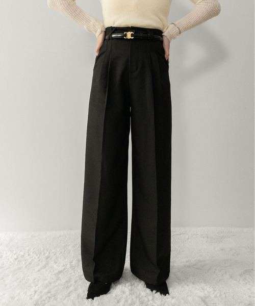 on:nue（オンニュ）の「【on:nue】[着用動画あり！] [低身長/高身長/サイズ展開有/3色展開] ダブルタックセンタープレススラックスパンツ/2026 SS COLLECTION（スラックス・レディース・ブラウン/ブラック/アイボリー・LARGE/MEDIUM/SMALL）」の10枚目の写真