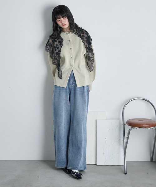 THE YOn（ザヨン）の「チュールフラワーレーストライアングルスカーフ（バンダナ/スカーフ・レディース・ブラック/オフホワイト・FREE）」の22枚目の写真