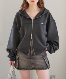 tiptop | ダンボール袖切り替えプレート付きパーカー(パーカー)