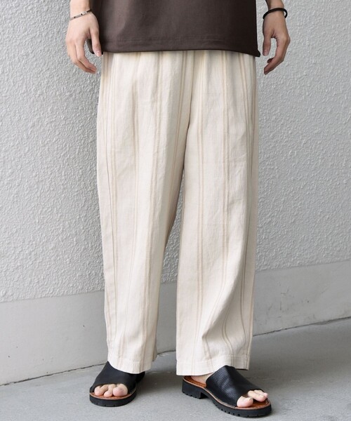 SHIPS any（シップス エニィ）の「SHIPS any: 〈洗濯機可能〉NOVELTEX リネン フリーサイズ リラックス イージー パンツ◇（その他パンツ・メンズ・ナチュラル/ブラック・ONE SIZE）」の2枚目の写真