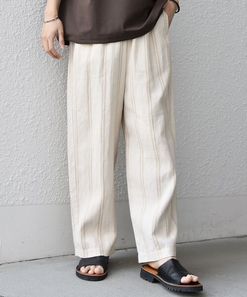 SHIPS any（シップス エニィ）の「SHIPS any: 〈洗濯機可能〉NOVELTEX リネン フリーサイズ リラックス イージー パンツ◇（その他パンツ・メンズ・ナチュラル/ブラック・ONE SIZE）」の14枚目の写真