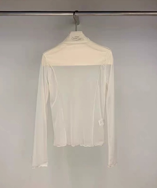 Girly Doll(ガーリードール)の「ハイネックシアーカットソー(Tシャツ/カットソー・レディース・ホワイト/パープル/ブラック/ブラック系その他/ホワイト系その他・F)」の2枚目の写真