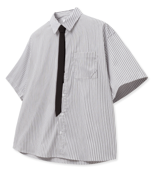 ROTEMBER（ローテンバー）の「マルチレールクロップストライプハーフシャツ[ホワイト]（シャツ/ブラウス・メンズ・その他・SMALL/MEDIUM/LARGE/X-LARGE）」の2枚目の写真