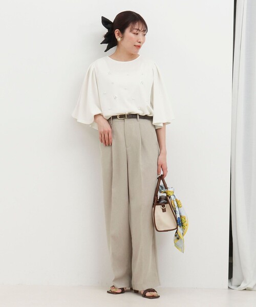 MICO COULIER（ミコクリエ）の「《セットアップ対応》【UVカット・接触冷感】ライトツイルセミワイドパンツ（その他パンツ・レディース・ネイビー/ブラウン/ベージュ・36/38）」の21枚目の写真