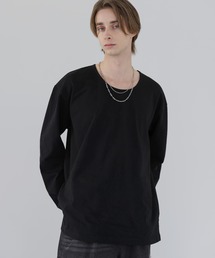 SOCCE | サイドスリットベーシックUネックコットンロングスリーブカットソー(Tシャツ/カットソー)