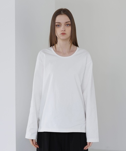 SOCCE（ソーシー）の「サイドスリットベーシックUネックコットンロングスリーブカットソー（Tシャツ/カットソー・メンズ・ホワイト/ブラック・M/S/XL/L）」の12枚目の写真