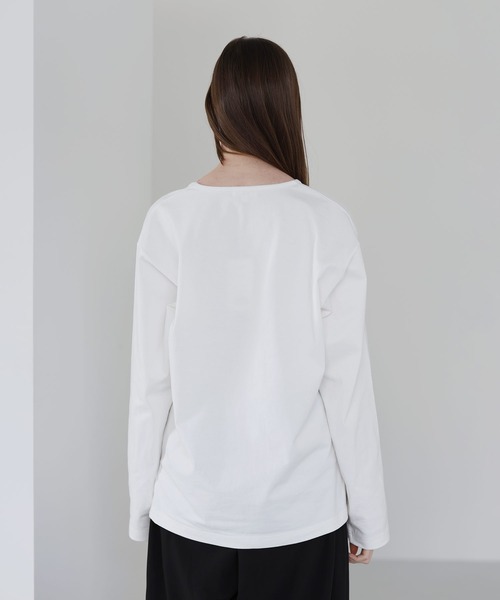 SOCCE（ソーシー）の「サイドスリットベーシックUネックコットンロングスリーブカットソー（Tシャツ/カットソー・メンズ・ホワイト/ブラック・M/S/XL/L）」の14枚目の写真