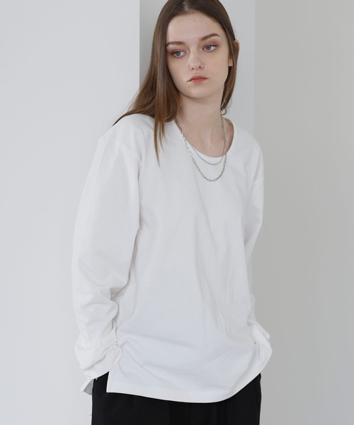 SOCCE（ソーシー）の「サイドスリットベーシックUネックコットンロングスリーブカットソー（Tシャツ/カットソー・メンズ・ホワイト/ブラック・M/S/XL/L）」の21枚目の写真