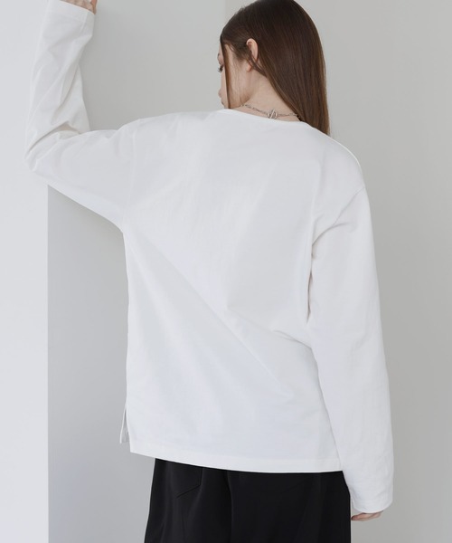 SOCCE（ソーシー）の「サイドスリットベーシックUネックコットンロングスリーブカットソー（Tシャツ/カットソー・メンズ・ホワイト/ブラック・M/S/XL/L）」の22枚目の写真