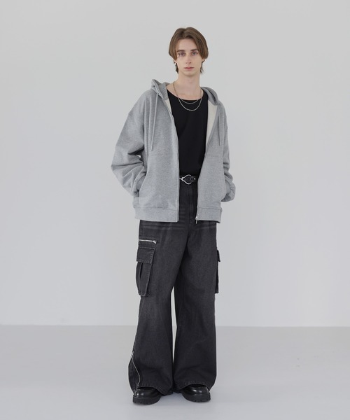 SOCCE（ソーシー）の「サイドスリットベーシックUネックコットンロングスリーブカットソー（Tシャツ/カットソー・メンズ・ホワイト/ブラック・M/S/XL/L）」の6枚目の写真