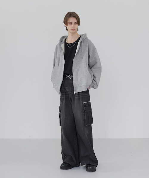 SOCCE（ソーシー）の「サイドスリットベーシックUネックコットンロングスリーブカットソー（Tシャツ/カットソー・メンズ・ホワイト/ブラック・M/S/XL/L）」の7枚目の写真