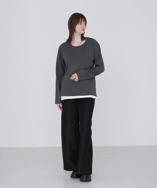 SOCCE(ソーシー)の「サイドスリットベーシックUネックコットンロングスリーブカットソー(Tシャツ/カットソー・メンズ・ホワイト/ブラック・M/S/XL/L)」の18枚目の写真