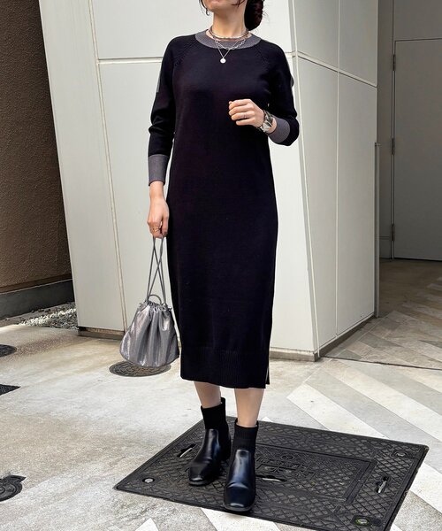 un dix cors（アンディコール）の「肩ラインワンピース（ワンピース・レディース・グリーン/ブラック/グレー・FREE）」の8枚目の写真