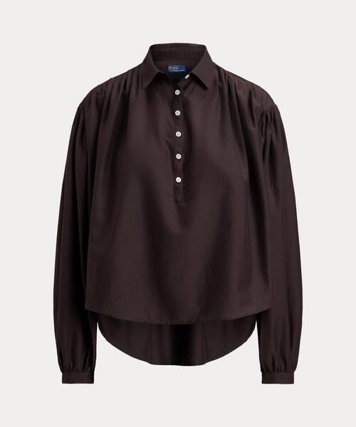 POLO RALPH LAUREN（ポロ ラルフ ローレン）の「プリーテッド コットンシルク シャツ（シャツ/ブラウス・レディース・ブラウン・S/XS/M）」の7枚目の写真