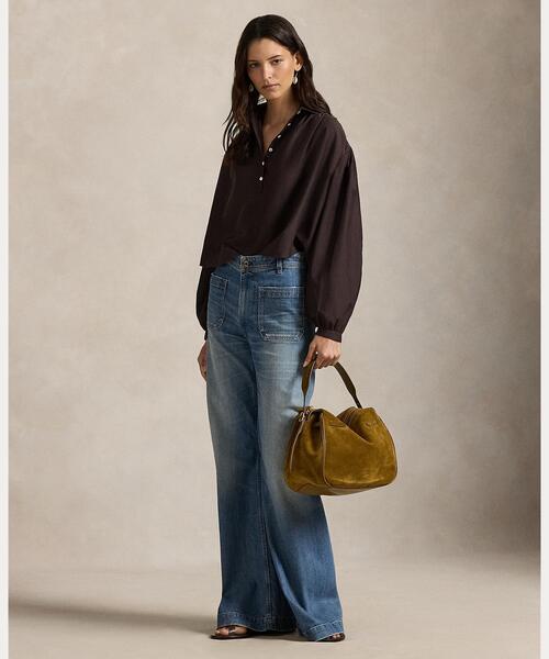 POLO RALPH LAUREN（ポロ ラルフ ローレン）の「プリーテッド コットンシルク シャツ（シャツ/ブラウス・レディース・ブラウン・S/XS/M）」の6枚目の写真