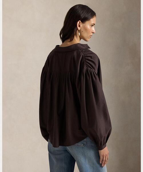 POLO RALPH LAUREN（ポロ ラルフ ローレン）の「プリーテッド コットンシルク シャツ（シャツ/ブラウス・レディース・ブラウン・S/XS/M）」の5枚目の写真