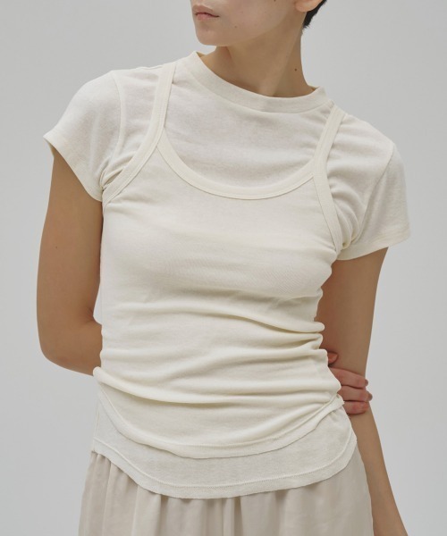 TODAYFUL(トゥデイフル)の「Soft Fraice T-shirts(Tシャツ/カットソー・レディース・スミクロ/グレー/アイボリー・FREE)」の5枚目の写真